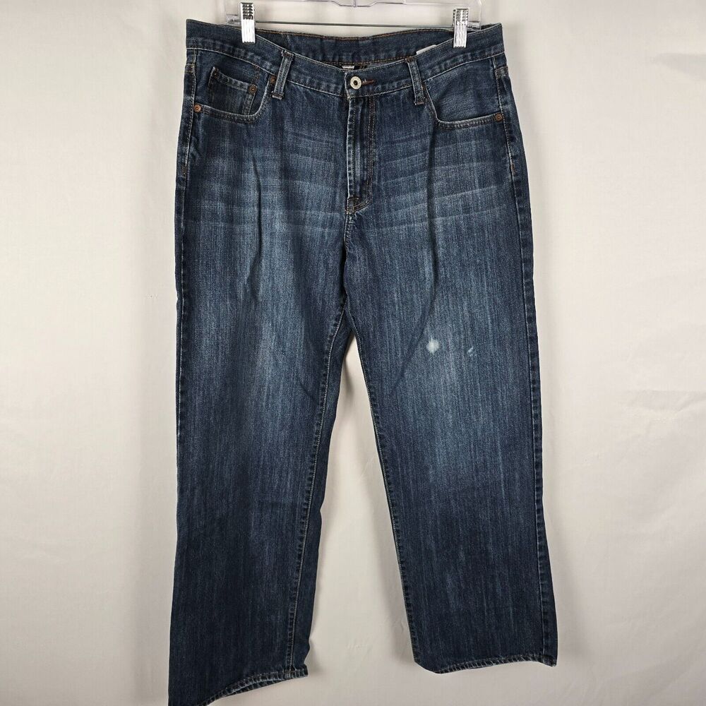 Lucky Brand Straight Jeans Men's 36 x 30 Blue Medium Wash Regular Fade Spot